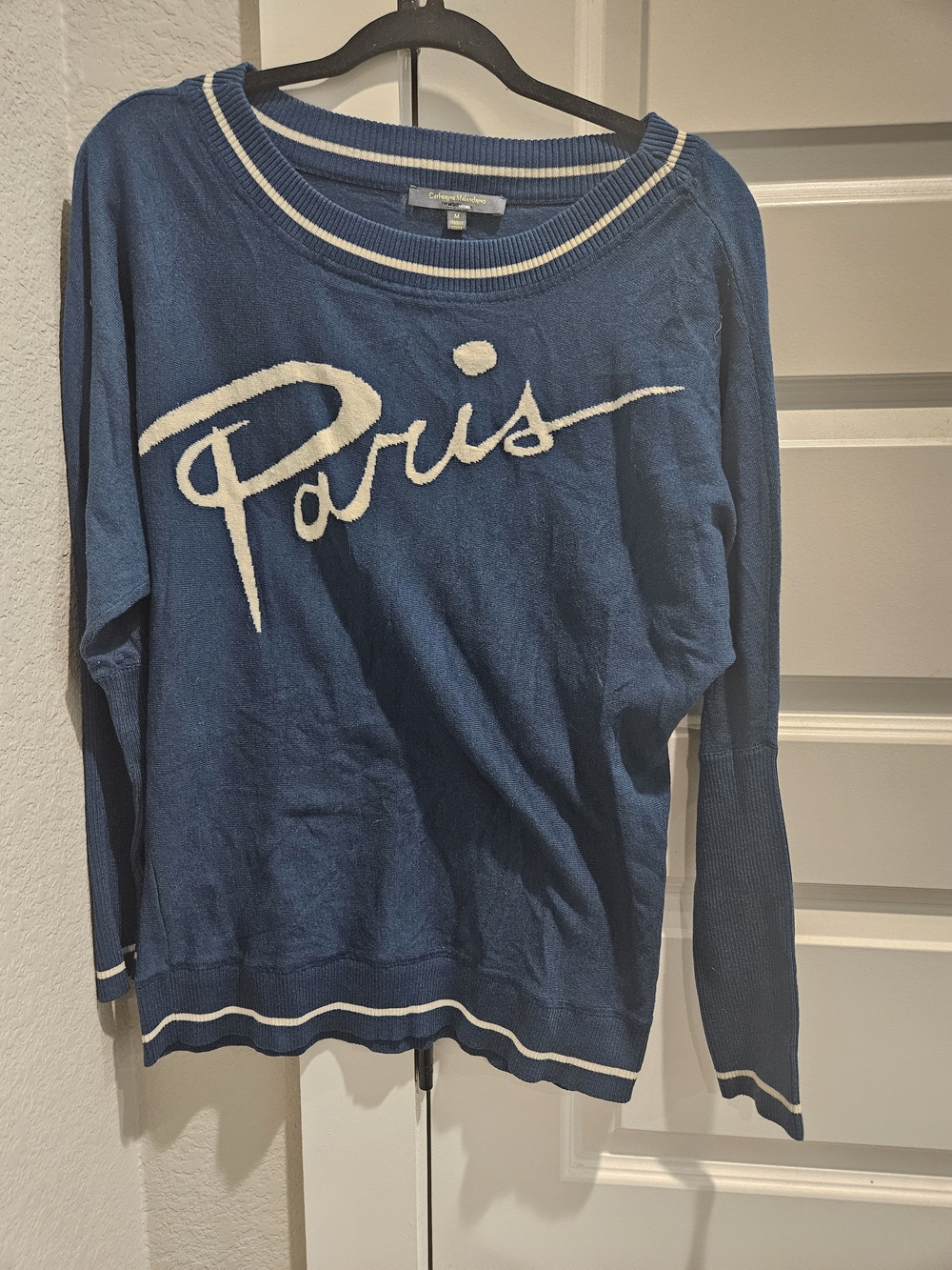 Catherine Malandrino Blue Crewneck Sweater with White Script